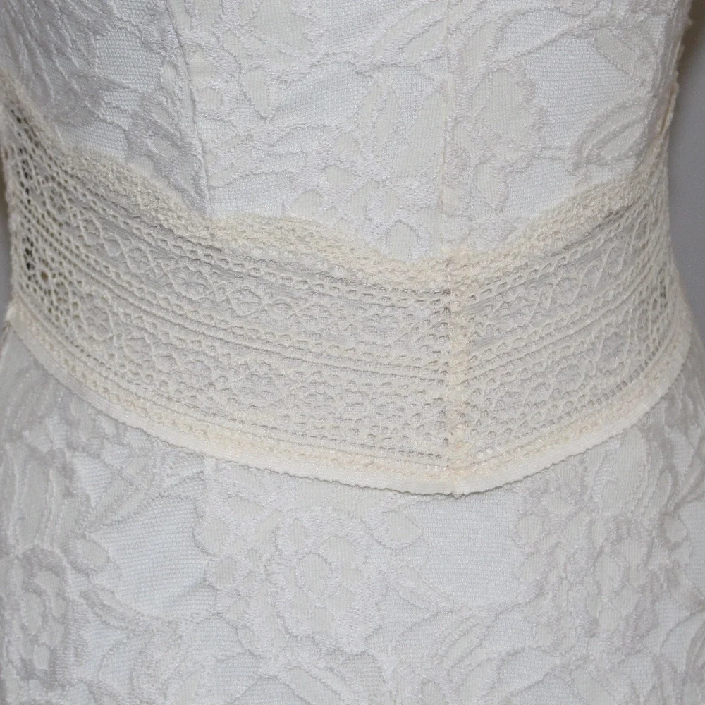 Free People, Cream color lace V neckline dress Lacey Affair